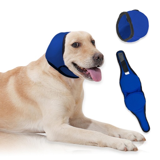 [BRSREAY5PIPWO3T4] Dog Ear Covers,Dog Ear Muffs Noise Protection,No Flap Ear Wrap for Dogs Hematoma Recovery,Adjustable Calming Hoodie Shower Cap for Grooming,Bathing,Swimming & Anxiety Relief(Blue,M)