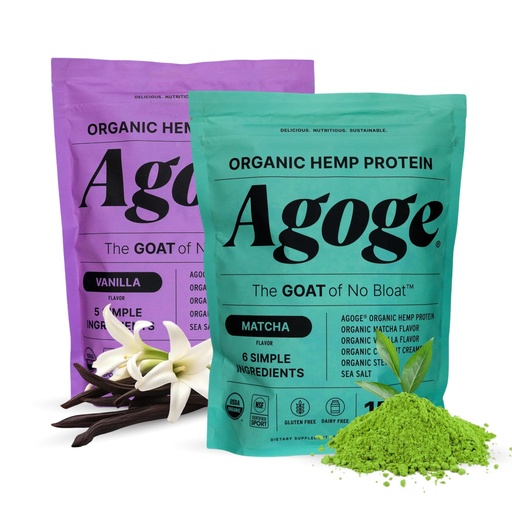 [BRSRGBQ3OICRSFD4] Agoge - USDA Organic Hemp Protein Powder, Matcha and Vanilla The Goat of No Bloat, NSF Certified for Sport, All Flavor Essential Amino Acids, Plant-Based, Gluten Free, for Women & Men