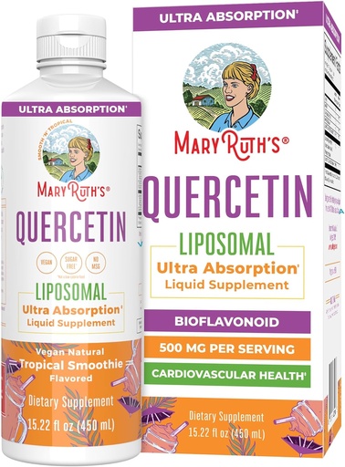 [BRSW2H34BECB4F3V] MaryRuth Organics Quercetin Liposomal | Liquid Quercetin 500mg| Cardiovascular Health | Cellular Health | Overall Wellness | Ultra Absorption | Bioflavonoid | Vegan | | Gluten Free | 15.22 Fl Oz