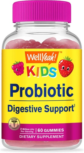 [BRSROHYTOYFQOETJ] WellYeah Kids Probiotic Gummies - Digestive Support, Gut Health, Immune Support Gummy - Probiotics for Digestive Health - Vegan, Gluten Free - 60 Gummies