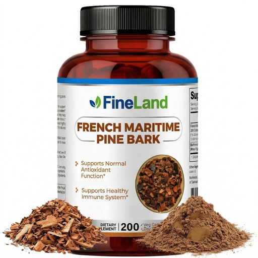 [BRSRAGD2AUFAGFLP] FineLand French Maritime Pine Bark 30:1 Extract Max Strength, 450 mg Per Serving, Antioxidant, 200 Veggie Caps of Pine Bark Supplement for 200 Days, 100% Natural