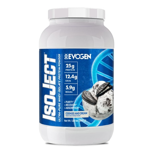 [BRSRAHD5OUIQYGYV] Evogen Isoject - Whey Protein Isolate | Ultra-Pure Whey Protein Powder with Ignitor Enzymes, BCAAs, and EAAs | Enhanced Absorption & Recovery | Cookies and Cream | 25 Servings
