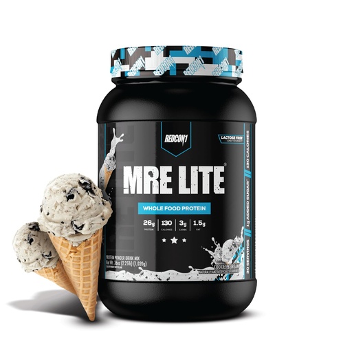 [BRSRMFTQPNYRYDTV] REDCON1 MRE LITE Whole Food Protein Powder, Cookies & Cream - Lactose Free Meal Replacement with Animal Protein Blends - Easy to Digest Formula - Only 3g Carb per Serving (30 Servings)