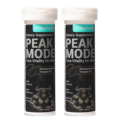 [BRSRGYA6A4PBSCTX] DrBioCare Peak Mode Core Vitality for Men 7-in-1 Effervescent Tablets | Tongkat Ali, Maca & L-Arginine，Ashwagandha, | Boost Stamina, Drive & Blood Flow for Good Performance | Berry Flavor 24 Tablets