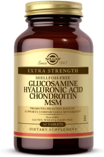 [BRSWIYQTPJ5BMEI5] Solgar Glucosamine Hyaluronic Acid Chondroitin MSM (Shellfish-Free), 60 Tablets - Joint Support & Comfort - Supports Active Lifestyles - Non-GMO, Gluten Free, Dairy Free - 20 Servings