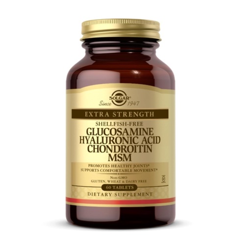 [BRSWIYQTPJ5BMEI5] Solgar Glucosamine Hyaluronic Acid Chondroitin MSM (Shellfish-Free), 60 Tablets - Joint Support & Comfort - Supports Active Lifestyles - Non-GMO, Gluten Free, Dairy Free - 20 Servings