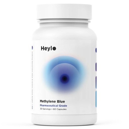 [BRSREHYDOAHWADTG] Heylo Methylene Blue Capsules - Pharmaceutical USP Grade Quality | Third Party Tested | Boosts Memory, Focus, Clarity, Energy | Supports Cellular & Mitochondrial Function, Made in USA, 30mg
