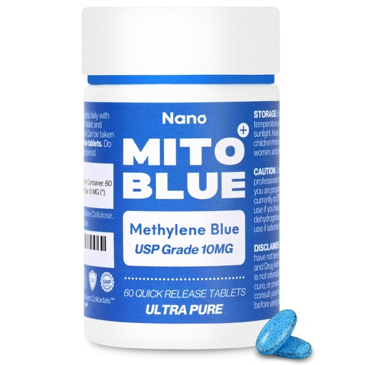 [BRSRAC3YDJ6GACDD] Methylene Blue Pharmaceutical Grade Capsules - USP Grade, 60 High Purity Tablets for Humans | Mitochondrial & Cognitive Support Supplement | 10mg Pills - Easy Dose Alternative to Drops - Lab Tested