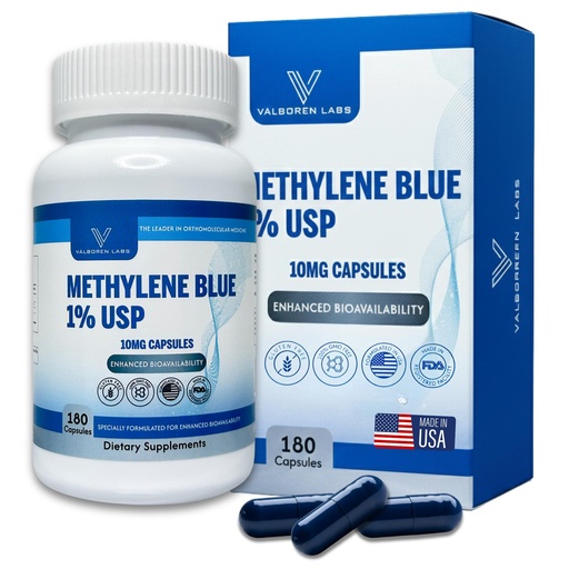 [BRSREH34OQGWAEI6] Methylene Blue Capsules 10mg - Pharmaceutical Grade Supplement - Trusted Made in America Brand - (USP Reference Compliant) with Vitamin C Ester Enhanced Absorption - Third Party Tested - 180 Pills