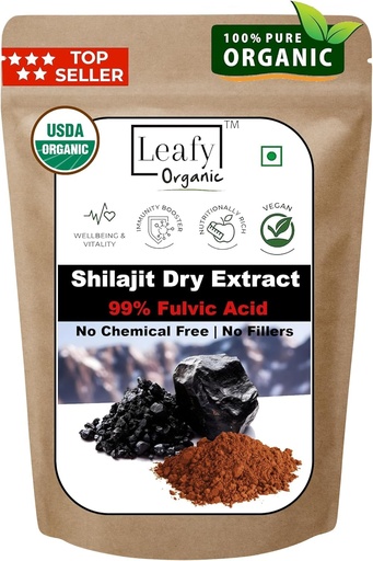 [BRSROADQOQFB4CDK] USDA Organic - Shilajit Powder Extract, (3.5 Oz / 100 g) - 99% Fulvic Acid - Full Spectrum Extract | 100% Pure Organic Shilajit - No Fillers | Rich in Fulvic Acid and Trace Minerals By Leafy Organic