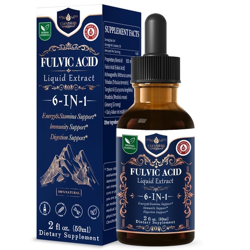 [BRSRGHTRPN7BSGQ7] CLENZHERB Fulvic Acid Extract Liquid Drops, Trace Minerals for Energy, Stamina, Immune & Digestive Health, Herbal Tincture Featuring Tribulus Tongkat Ali, 2oz