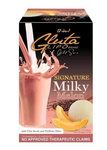 [BRSWYGQFOUIWE3IY] 12 in 1 Gluta Lipo Gold Series Milky Melon - 10 Sachets