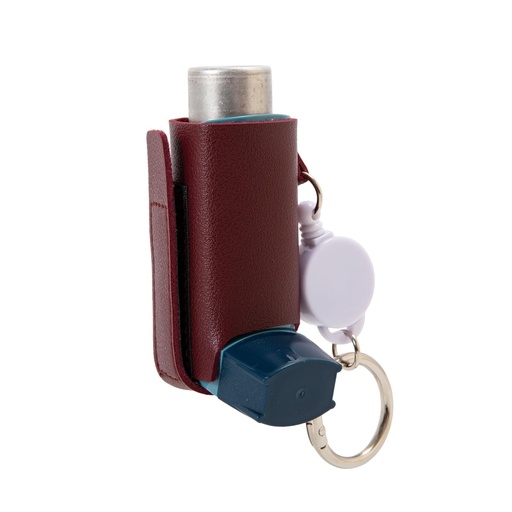 [BRSREZICAAIGMH37] Asthma Inhaler Holder – Lightweight PU Leather Inhaler Case Keychain, Durable & Portable Asthma Keychain Holder for Adults & Kids (Inhaler Not Included) (Wine)