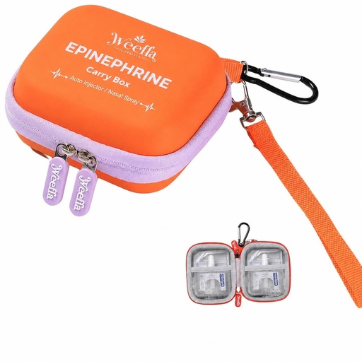 [BRSRACQ7OB7W2FAV] Protective Carry Case for 2 Neffy Epinephrine Nasal Sprays, Purple | Clearly Labeled, Quick Access, Hard Shell Protection, Easy to Wipe Clean, for Allergy Emergencies & Daily Carry