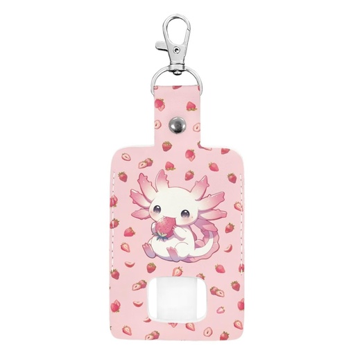 [BRSREAY7OBYRS3DL] Rnyleeg Strawberry Axolotl Asthma Inhaler Holder Kids PU Leather Inhaler Holder Keychain Pink Lightweight Travel Handy Mini Holster Inhalers Not Included Easy to Carry