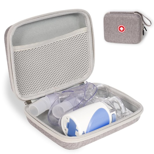[BRSROGLYAAARY3AY] Fukumi Portable Nebulizer Carrying Case, Hard Travel Medical Bag for Inhaler Spacer, Masks, Asthma Accessories, B-Grey
