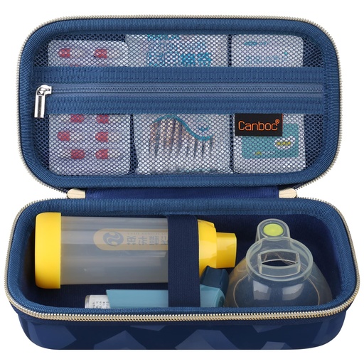 [BRSRAGI2ABYB4CI7] Canboc Carrying Case for Asthma Inhaler, Handheld Spacer for Kids and Adults, Face Masks, Inhaler Spacer Case with Mesh Pocket fit Medicine and Other Essentials, Blue