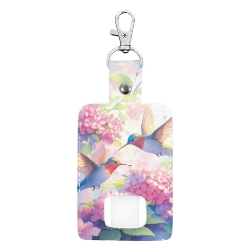 [BRSRGZATCENQE2AY] Gomyblomy Hydrangea Flowers Hummingbird Inhaler Holder Keychain for Women PU Leather Inhalers Carrying Case Asthma Inhalers Holder Waterproof Portable Cases, Inhalers Not Included