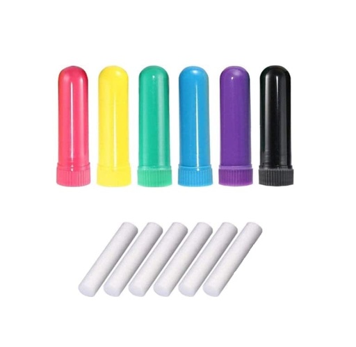 [BRSW2BAROB7WEDT5] 6 PCS Essential Oil Aromatherapy Inhaler, Refillable Nasal Inhaler Blanks with Unscented Wicks for Congestion and Stuffy Nose
