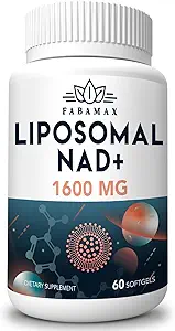 [BRSROZYKARYAA2TJ] 1600 mg Liposomal NAD Supplement 1600 mg, 98% Pure NAD+ Supplement, Superior Absorption, Alternative to Nicotinamide Riboside or NADH to Boost NAD+ for Aging Defense, Energy, Longevity, 240 Softgels
