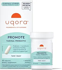 [BRSRAZY3BNYB6DLB] Uqora Promote - Support Vaginal Health* - Probiotic for Women with Lactoferrin, Lactobacillus Acidophilus & Lacticaseibacillus Rhamnosus - Vaginal Probiotics - Gluten-Free - 15 Capsules