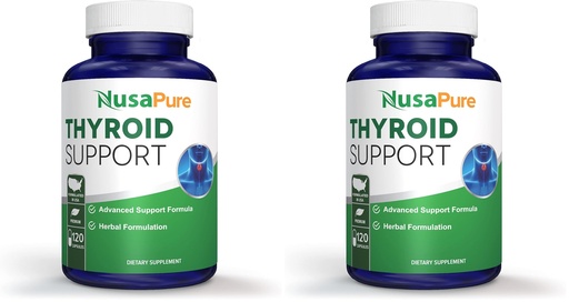 [BRSREAAKOZ6WKHTD] NusaPure Thyroid Support Supplement (Non-GMO) 120 caps, Ashwaganda, Iodine, Zinc, kelp, Vitamin B12, L-Tyrosine, Selenium, Copper (Pack of 2)
