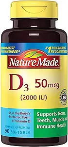 [BRSWIEA5B4AB63Y5] Nature Made Vitamin D3 2000 IU Liquid Softgels 90 ea (Pack of 3)