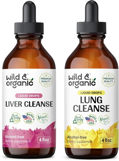 [BRSRAGL7PMCWCGT6] Wild & Organic Liver Cleanse Tincture 4 fl oz & Lung Cleanse Tincture 4 fl oz