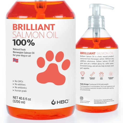 [BRSROY3YOQCWA3TB] Brilliant Norwegian Salmon Oil for Dogs, Cats, Horse, Ferret - Pure Omega 3, 6 & 9 Fish Oil Food Treats Supplement for Natural Coat, Immune Support, Itchy Skin, Joint & Brain Health - 40 Oz