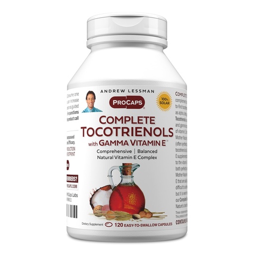 [BRSWIFAQOMOAIEY7] ANDREW LESSMAN Complete Tocotrienols with Gamma Vitamin E 120 Softgels - Eight Forms of Vitamin E (Alpha, Beta, Gamma, Delta Tocopherols and Tocotrienols). Powerful Anti-oxidant. No Additives