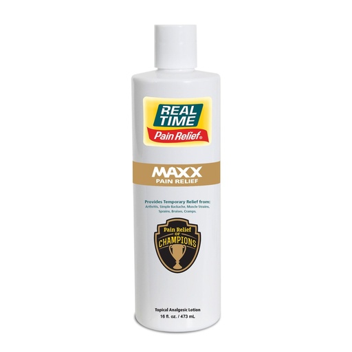 [BRSW22Y2A55QMHTB] Real Time Pain Relief MAXX 16oz Bottle | 18 Natural Ingredients: Arnica, Menthol & Peppermint | Maximum Strength Muscle Pain Relief Lotion for Arthritis, Hands, Ankles, Back, Shoulders, Knees & Joints