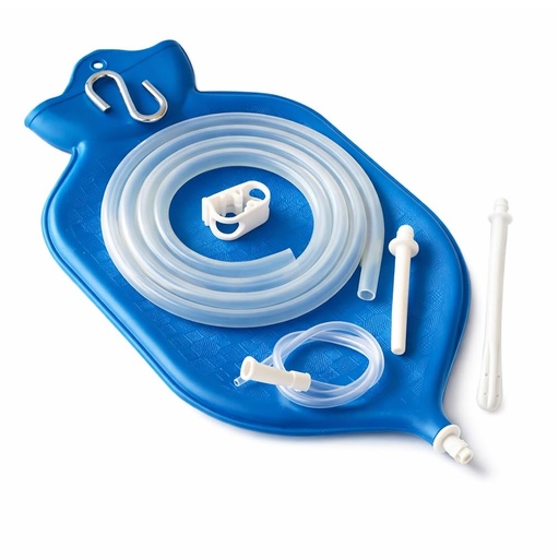 [BRSWI2Y6BNYQG2D4] HealthAndYoga™ NaturoFloPlus Enema Bag Kit - 4 Quart for Deep Enemas - Open Fountain Top for Easy Cleaning and Hygiene - Fleet Enema, Coffee Enema and Anal Douche - Blue