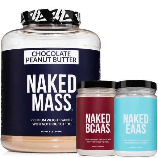 [BRSREBARAV6AIDI7] NAKED Chocolate Peanut Butter Mass Protein 8LB - EAAs (50 Servings) - BCAAs (100 Servings) – Bulk; Vegan; Non-GMO; Gluten Free; Soy Free