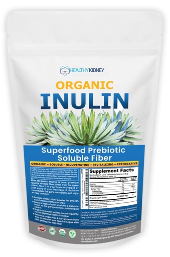 [BRSROGAEBUPBMHL7] Organic Inulin Powder (16oz/1lbs) Gentle Agave Inulin Prebiotic Soluble Fiber Supplement for Digestive Support, Gut Health, Vegan Baking, Smoothies & Drinks