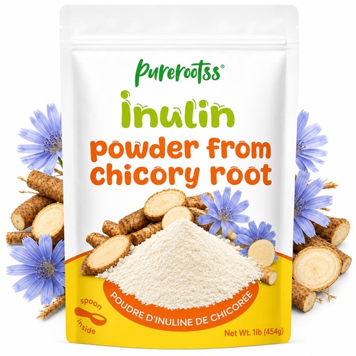 [BRSRGHY6B4HGM3TD] Inulin Powder Fiber Supplement (1lb) - 100% Chicory Root Prebiotic, Gut Digestion Support & Yogurt Drinks Recipes, Non GMO, Vegan, Unflavored Bulk Supplement