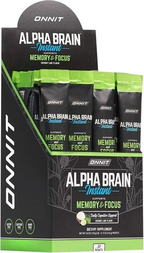 [BRSWYGIKAUOQAE3A] ONNIT Alpha Brain Instant - Coconut Lime Flavor - Nootropic Brain Booster Memory Suplement - Brain Support for Focus, Energy & Clarity - Alpha GPC Choline, Cats Cakar, L- Theanine, Bacopa - 30ct