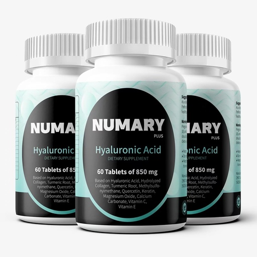 [BRSRE2T3CUBBMEQZ] Hyaluronic Acid, with Hydrolyzed Collagen MSM, Turmeric, Vitamin C, 180 Tablets, 6 Month Supply