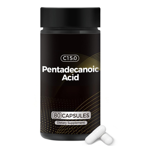 [BRSRGAQ7AF7GMETD] Pentadecanoic Acid, C15:0 Supplement, Supports Metabolic Health & Boosts Energy, Non-GMO - 80 Capsules