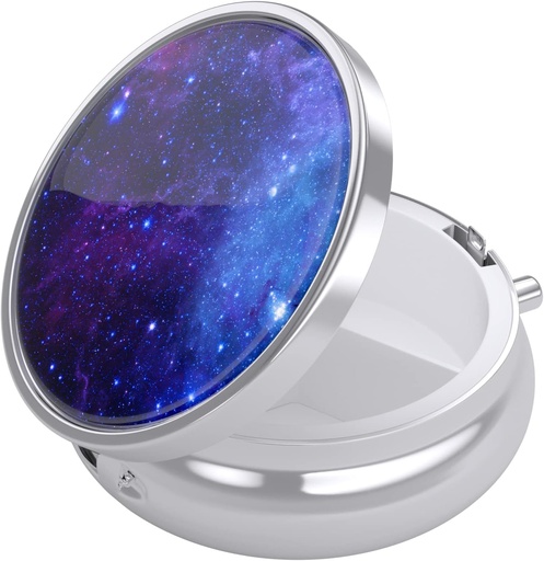 [BRSW2GATAQNAKEY4] Nipichsha Pill Box, Pieni pilleri tapauksessa laukku ja tasku, Söpö matka lääketieteen Järjestäjä, Kannettava lääketieteen säiliö Hold Vitamiinit, Lääkkeet, Kalaöljy & Lisäravinteet, Purppura Galaxy