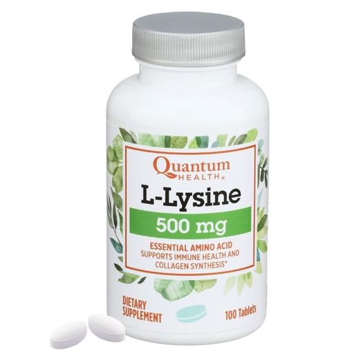 [BRSREGIKOJ5BMG3G] Quantum Health L-Lysine 500mg Essential Amino Acid Supplement - Supports Collagen & Protein Synthesis, Bone Health, Muscle Recovery and Immune Health - Vegan Friendly - 100 Tablets