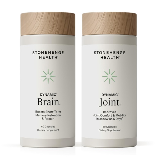 [BRSRAHQEPMNRYCDP] Stonehenge Health Dynamic Joint + Dynamic Brain Bundle Supplement Supports Comfort, Mobility, Flexibility + Memory Acquisition and Retention