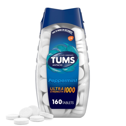[BRSWIZQNDJ6A4DQ7] TUMS Ultra Strength Chewable Antacid Tablets for Heartburn Relief, Peppermint - 160 Count