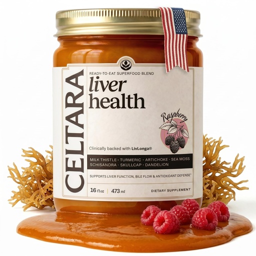 [BRSRYYIFB4DWE3I2] Celtara Liver Health Berries Blend (1 x 16 oz) — Spoonable Ready-to-Eat Wellness Ritual with Milk Thistle, Turmeric, Dandelion Root, Schisandra & Sea Moss, Berry Flavor, Made in USA
