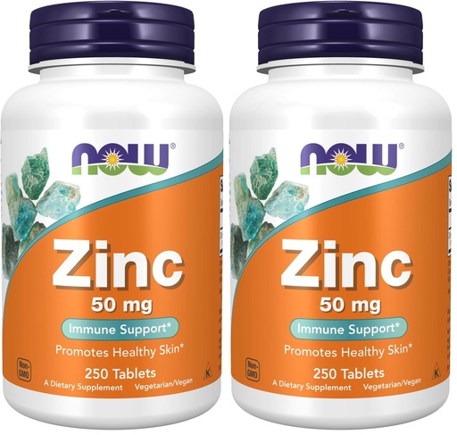 [BRSRAGAQBACAICAV] Now Supplements, Zinc 50 mg, Tablets 250 Count (Pack of 2)