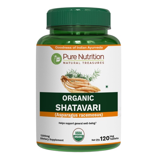 [BRSRAHYHDN5QAA3F] Pure Nutrition Organic Shatavari Tablets - 1200mg | 120 Count | USDA Organic | Promotes hormonal Balance & Female Reproductive Health | Non-GMO | Gluten-Free