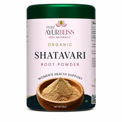 [BRSRGZT5BFYRE3DG] 100% Organic Shatavari Root Powder, Hormonal Balance, Menstrual Wellness, Fertility Support and Daily Vitality for Women, Traditional Ayurvedic Shatavari Powder - 8oz Tin Box