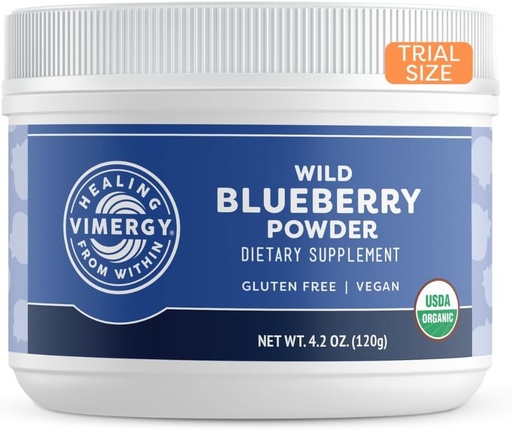 [BRSRMAIEPMFROCTL] Vimergy Wild Blueberry Powder –Protects Brain Health* - Supports Cardiovascular Function* – Organic, Vegan & Gluten-Free – Trial Size 125g