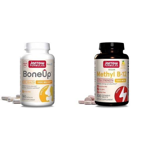 [BRSRAZAYCAOQ2CYV] Jarrow BoneUp 360 Capsules 180 Servings + Methyl B-12 1000mcg 100 Chewable Tablets Cellular Energy & Brain Health