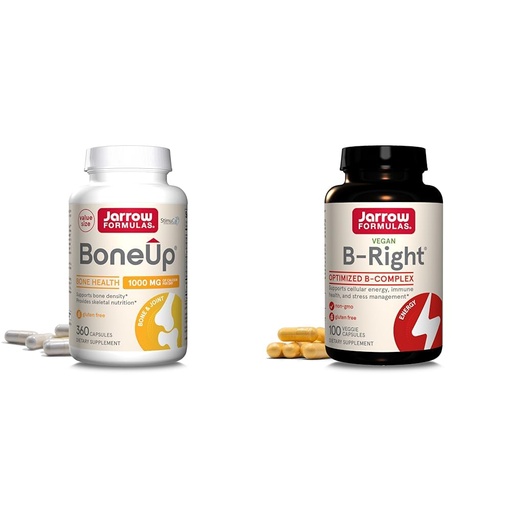 [BRSRAYITDEFGECT3] Jarrow BoneUp 360 Capsules & B-Right Optimized B-Complex 100 Veggie Capsules - Bone Support with 1000mg Calcium, Vitamin D3 & K2 and Cellular Energy B Vitamins