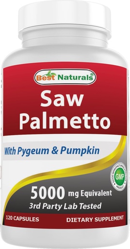 [BRSRMBARDEJW2CD6] Best Naturals Saw Palmetto 10:1 Extract Prostate Supplements for Men - 120 Capsules - Made with Pygeum Bark 4:1 Extract & Pumpkin Seed Powder